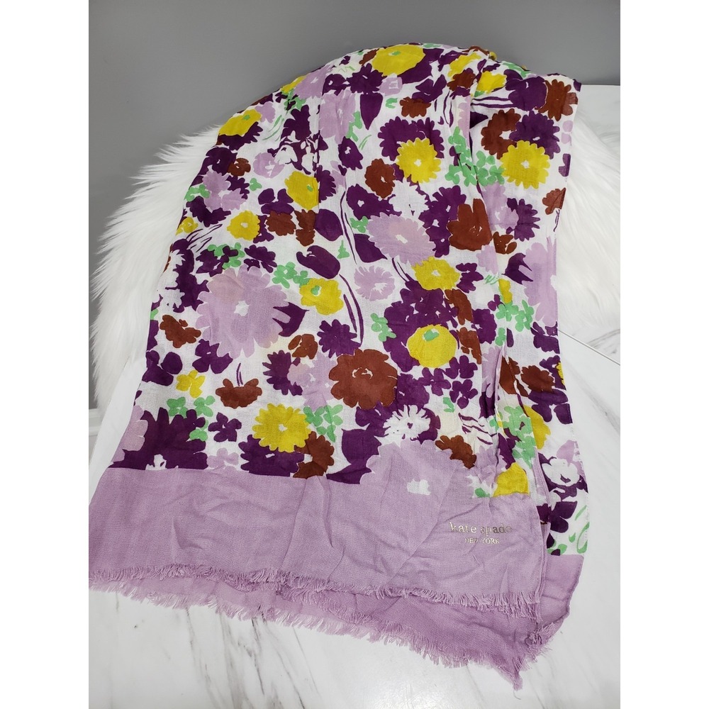 Kate Spade SWING PURPLE FLORAL Oblong Scarf Lilac Garden Spring Cruise